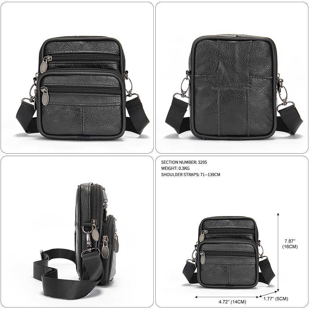 WAL New Mens Single Shoder Leather BowTop Layer Cowhide Crossbody Bag Casual Small Body Bag Belt Fanny Pack Men Y251011