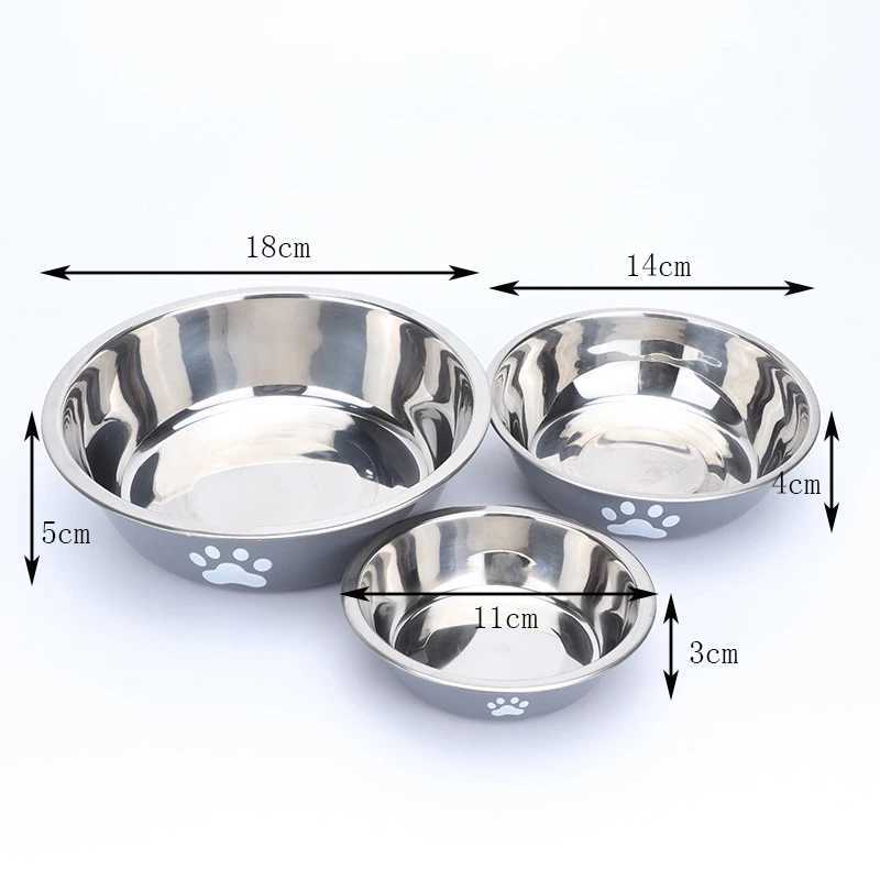 New stainless steel dog basin paw print pet supplies cat bowl dog bowl silicone antislip design pet drinking water feeding bowl J251113
