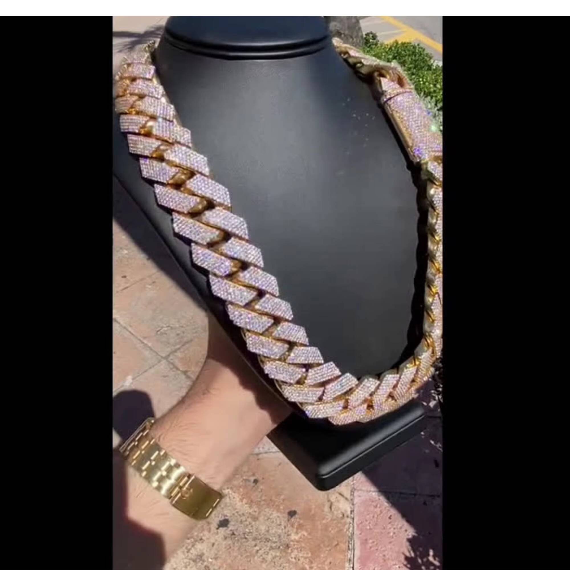 Top Quality 22mm Miami Cuban Chain Iced Out Chain Ready to Ship Micron VVS Lab Grown Diamond Chain Cuban Link