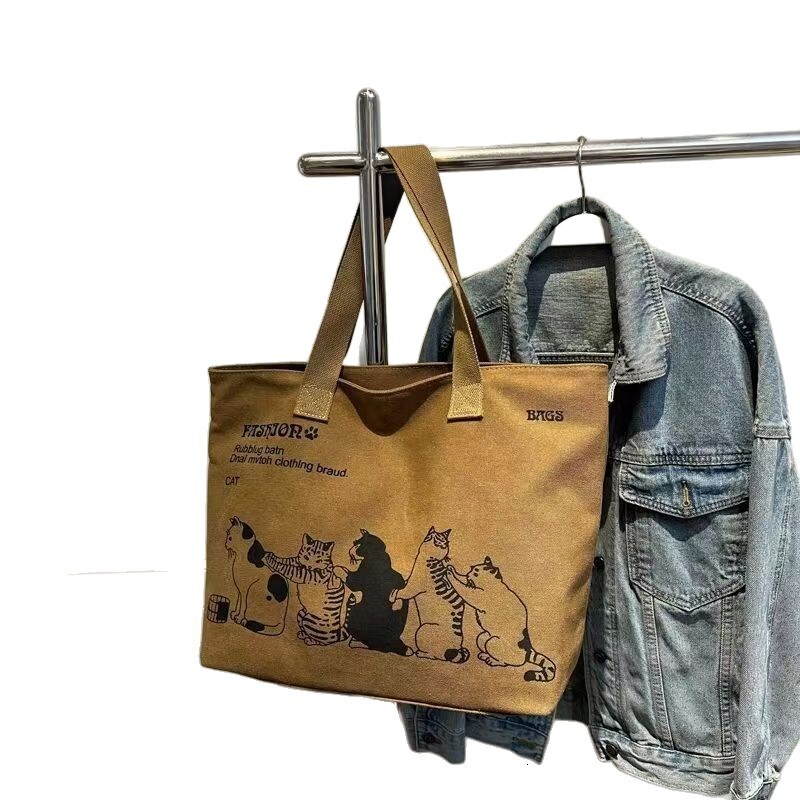 New large capacity women's casual canvas bag, Korean fashion shoulder bag, simple and versatile handbag, trendy designer bag