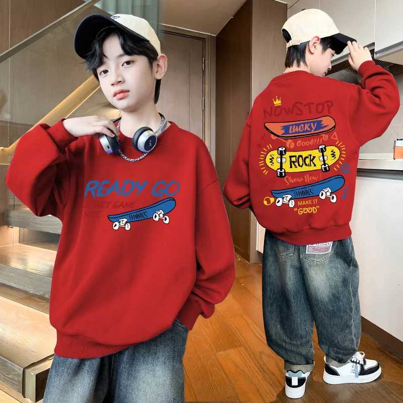 Streetwear Skateboard Sweatshirt Hoodies Autumn Baby Boys Clothing 7 To 14 Years Long Sleeves Tops Pullovers for Kids ClothesT251030