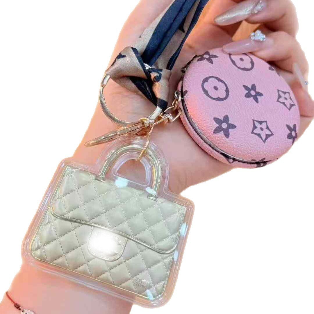 Makeup Keychain Exquisite Vintage Leather Double-Sided Mirror Bag Pendant Light Luxury