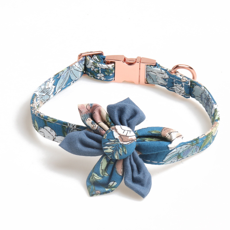 Floral Pattern Dog Collar Leash Set with Poop Bag Holder, Stylish Pet Collar Lead Set, Durable & Comfortable, for Dogs, Fashionable Pet Walking Access