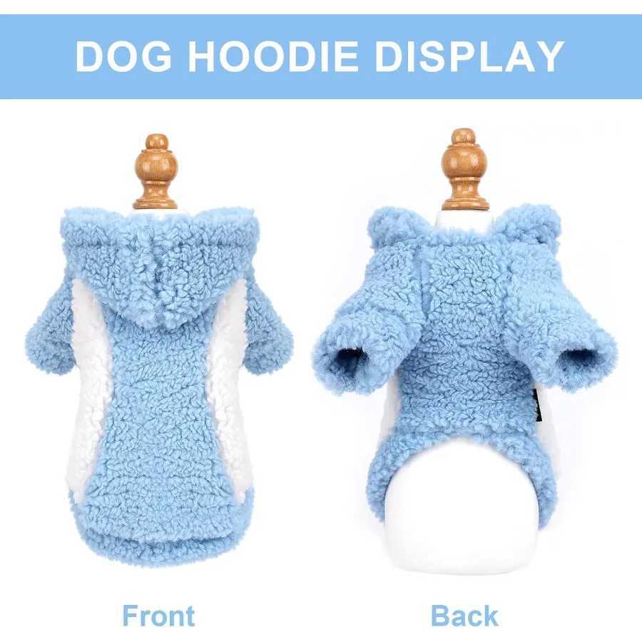Dog Hoodie Pet Clothes Sweater with Hat Soft and Warm Cold Weather for Small Patchwork Hood Blue XXS C251030