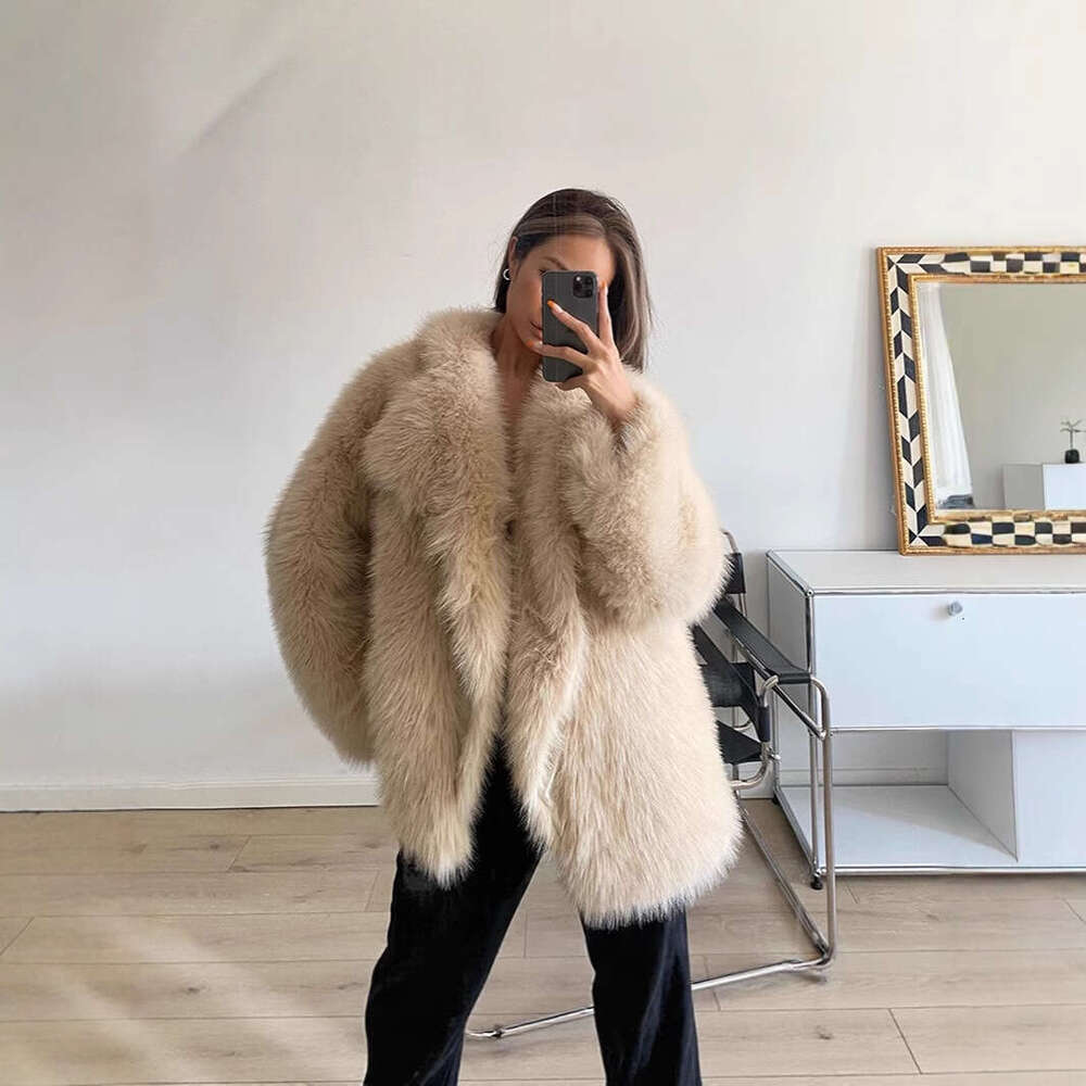 New Faux Fur Jacket Autumn Lapel Winter Loose Korean Style MidLength