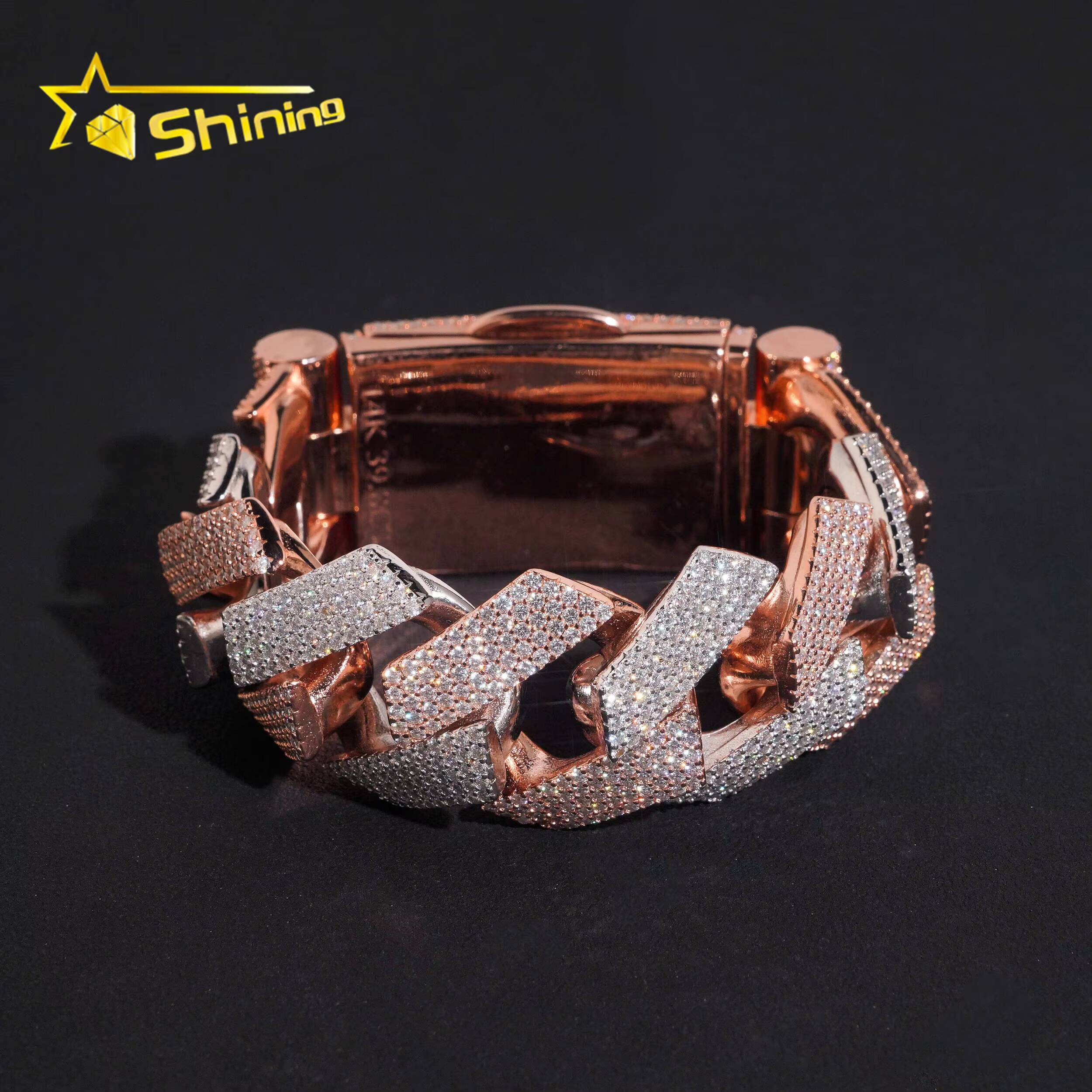 Pass Diamond Tester 28mm VVS Moissanite Diamond Cuban Bracelet Luxury 925 Sterling Silver VVS Mossanite Fashion Bracelet for Men