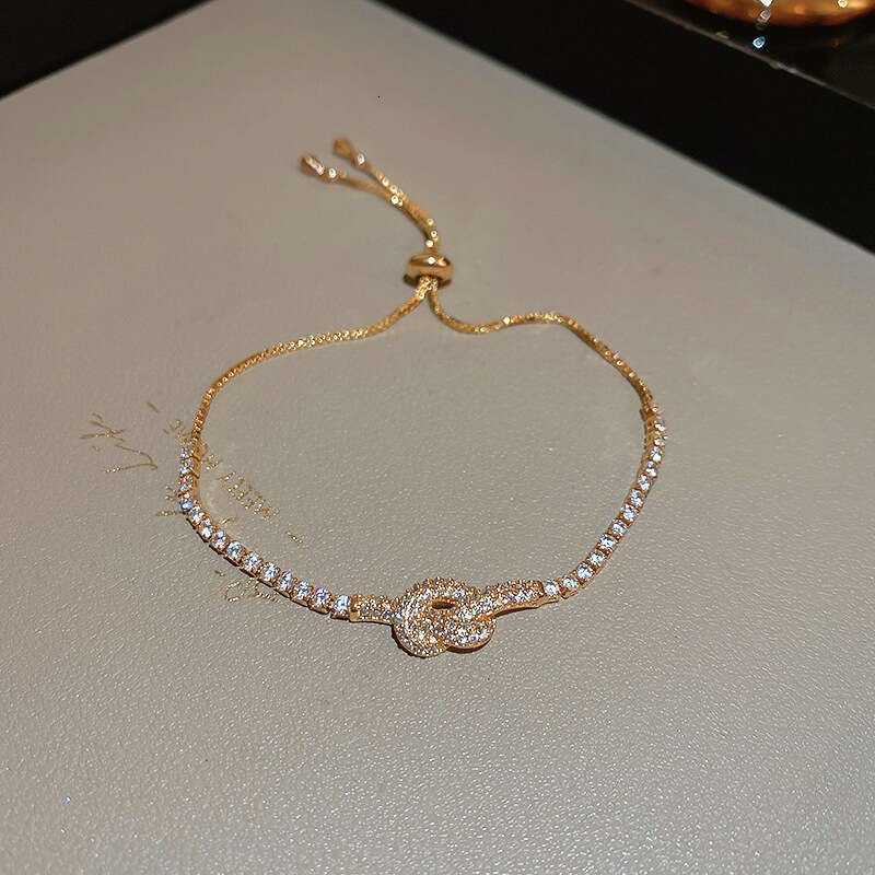 Bracelet Designer charm Zircon Chain Real Gold Plated Knot Niche Personality Minimalist Style Adjustable Bracelets Simple High end Feel Women's J