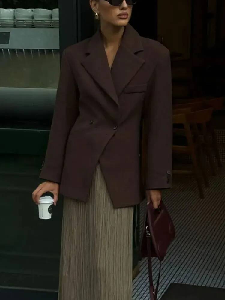 winter jacket women Women Fashion Solid Blazer Lapel Slim Double Breasted Long Suit Coat Female Wild Office Lady Commute Woman Outercoat Top