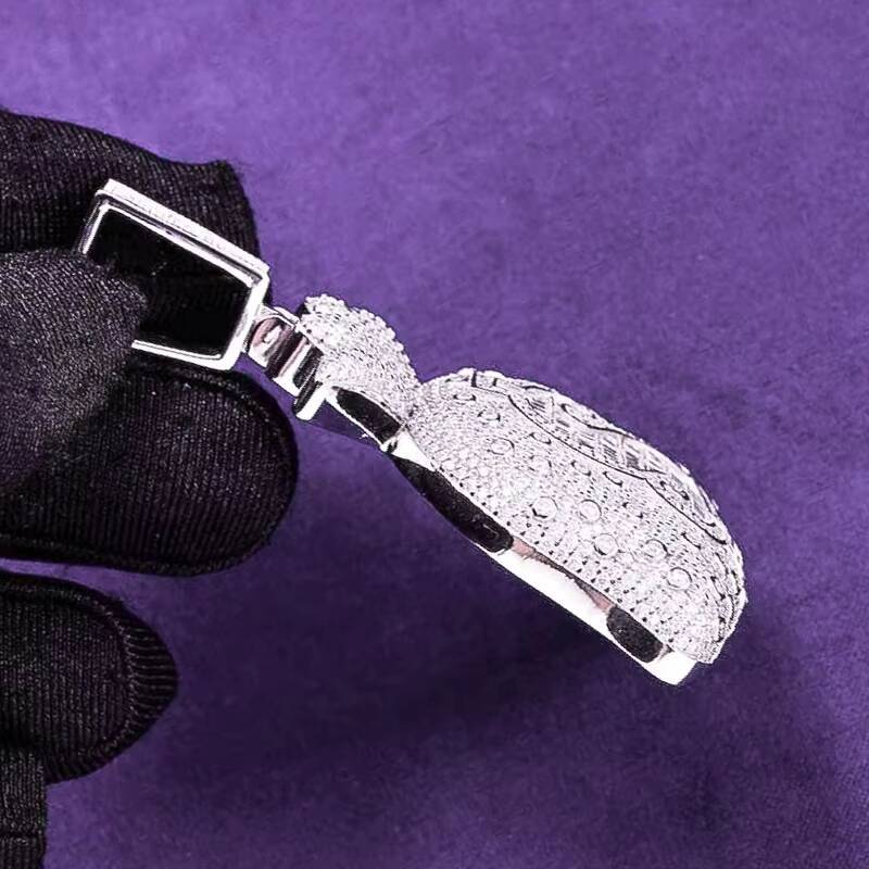 Hip Hop GRA D Color Moissanite Mens Baguette Money Bag Pendant With 925 Sterling Silver Pass Diamond Tester