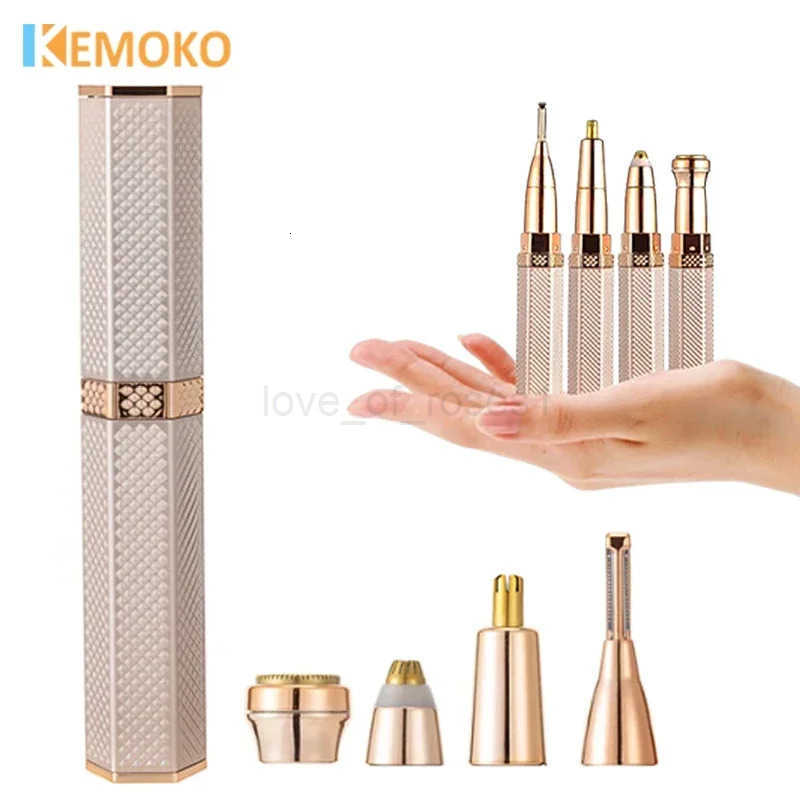 4 In 1 Facial Electric Shaver For Women Eyebrow Trimmer Body Epilator Rechargeable Painless Eyebrow Nose Bikini Hair Epilator Z251030