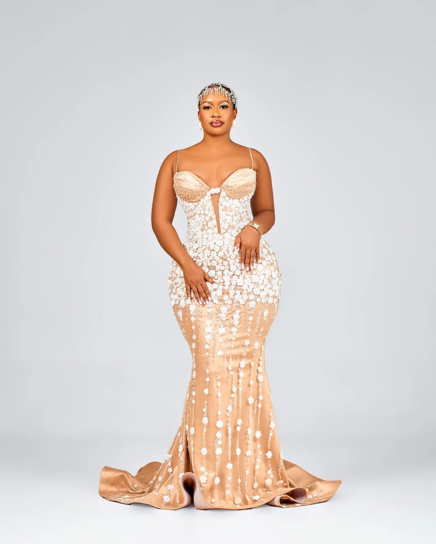 Mermaid Wedding Dresses Plus Size Champagne Illusion Lacefull Beaded Vintage Bridal Gowns Dress