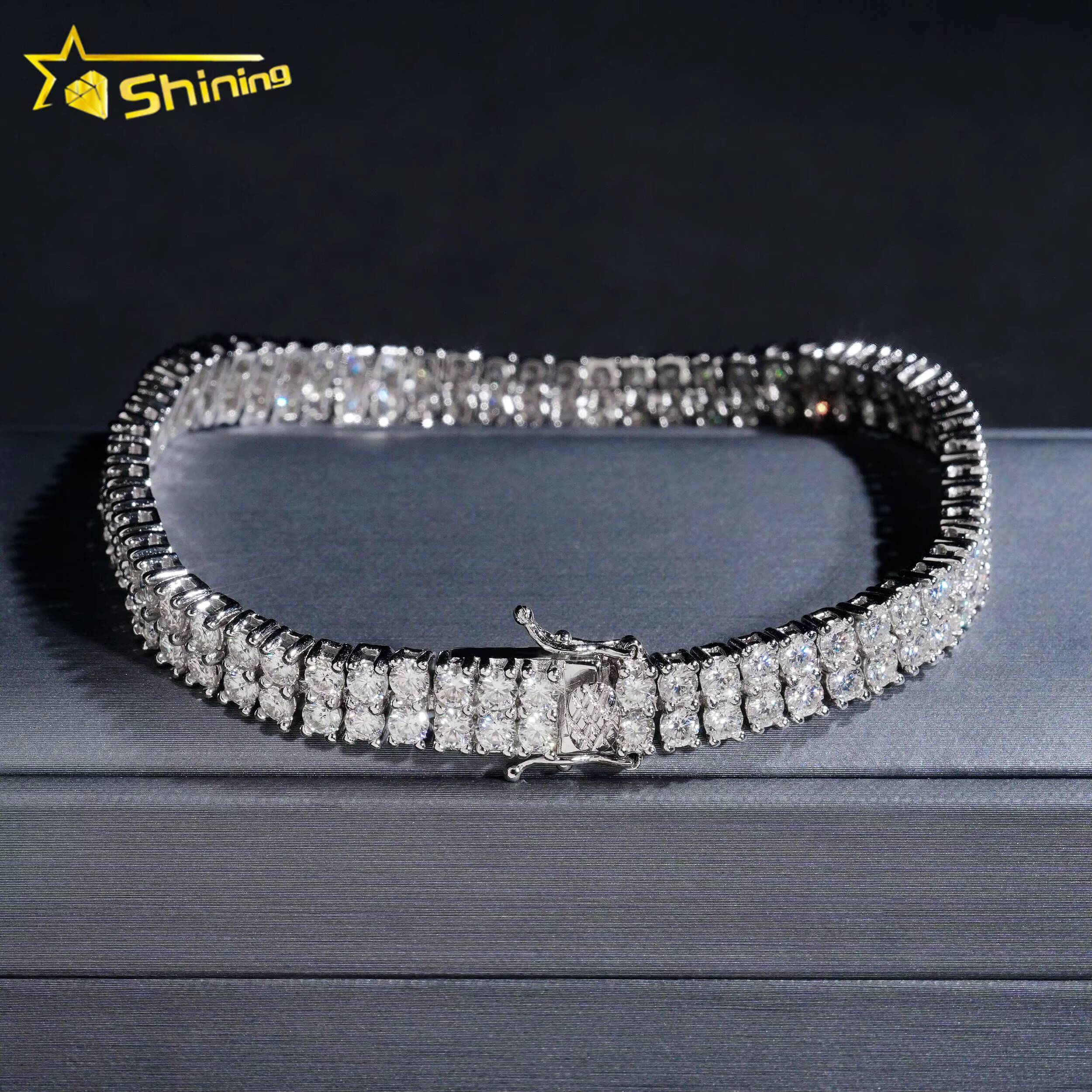 Luxury Hip Hop Jewelry 6MM Iced Out 925 Silver Gold Plated VVS D Color Moissanite Bracelet Men Moissanie Tennis Bracelet