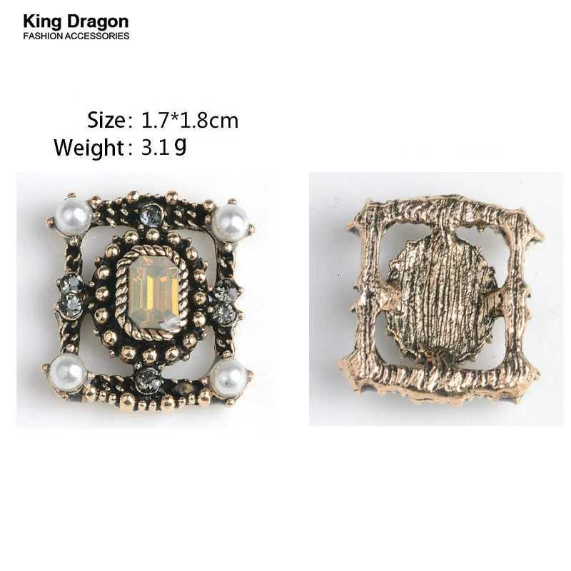 King Dragon Glass Antique Rhinestone Flower Embellishment Button Used On Decoration 17MM 5PCSLot Flat Back Antique Gold Color Y251029