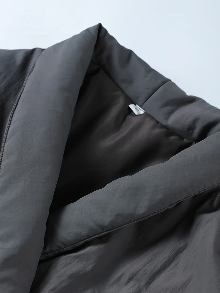 Gray LaceUp Cotton Coat for Women Loose Long Sleeve Kimono Style Jacket 2025 Autumn Winter Thick Outerwear Commute Friendly 251030