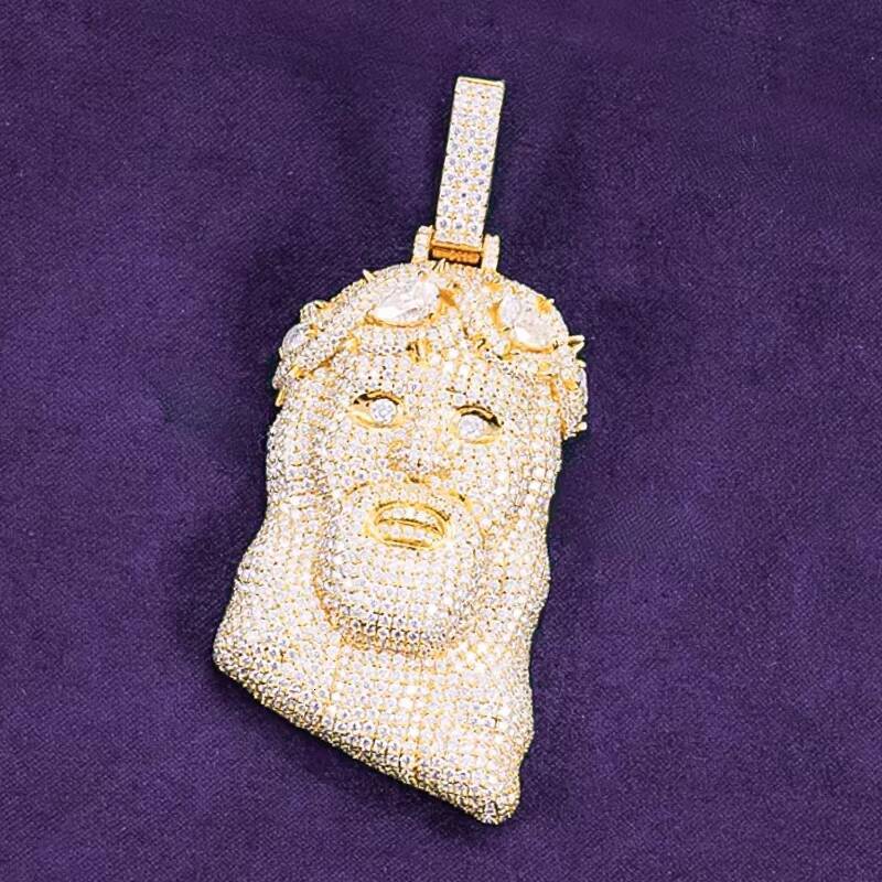 Hip Hop Fine Jewelry Passd Diamond Tester 925 Sterling Silver Iced Out VVS Moissanite Halo Jesus Pendant for Men Women