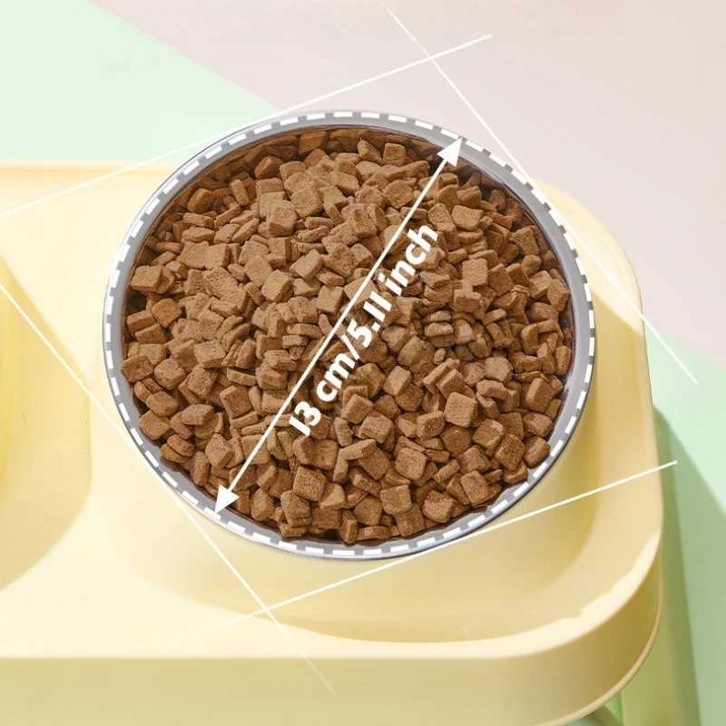 15 Elevated Pet Feeder Portable Foldable Dual Stainless Steel Bowls with NonSlip Base Neck Support for Cats and Dogs J251113