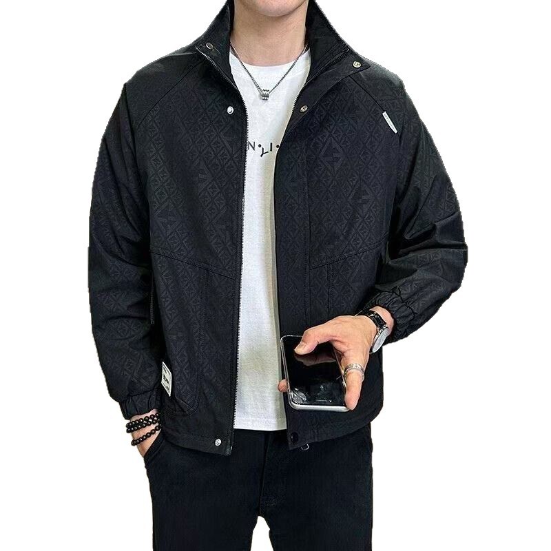 Spring And Autumn New Workwear Jacket Men's Korean Version Cool Stand Collar Top Trendy Fashion Casual Spring Designer Coat And Autumn Coat