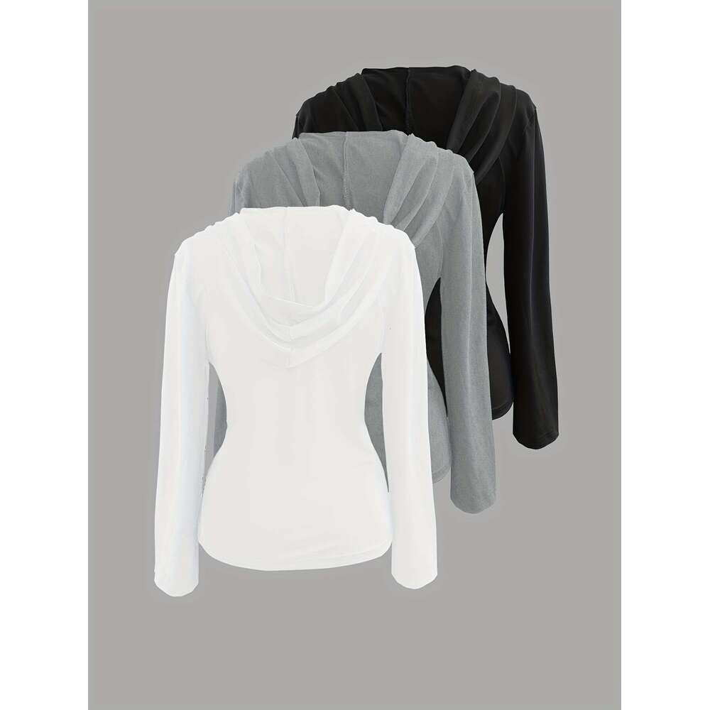 Pcs Women S Solid Color Slim Fit Casual Hoodie Set