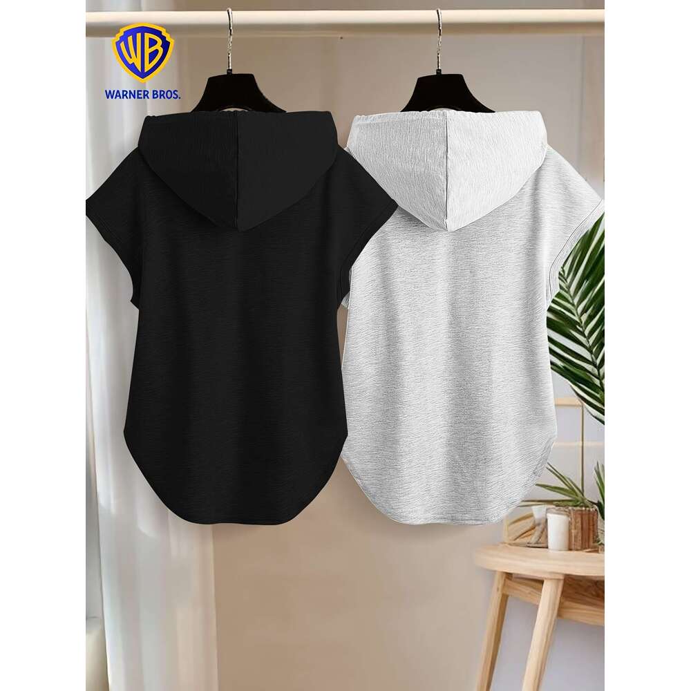 Cute Sweatshirts Pcs Women S Casual Sleeveless Hooded Sweatshirts Solid Color With Metallic Accent Pockets Relaxed Fit Hine Washable Spring Fall