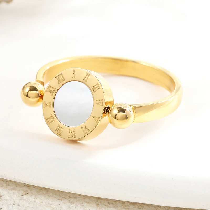 UILZ Fashion Roman Numerals Rotates Ring For Women Black White Vintage Ring Party Jewelry GiftW251030