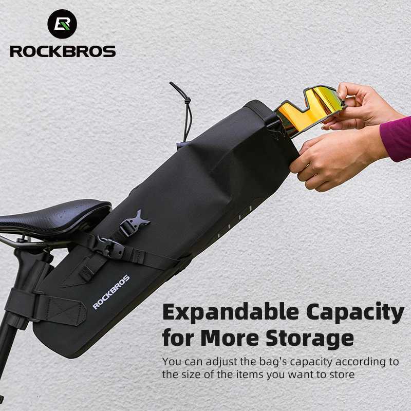 ROCKBROS Cycling Saddle MTB Road Bag Large Capacity 3L Bicycle Tail Bag Waterproof Short Rides Foldable Tail Rear Bag Bike Bag H251029
