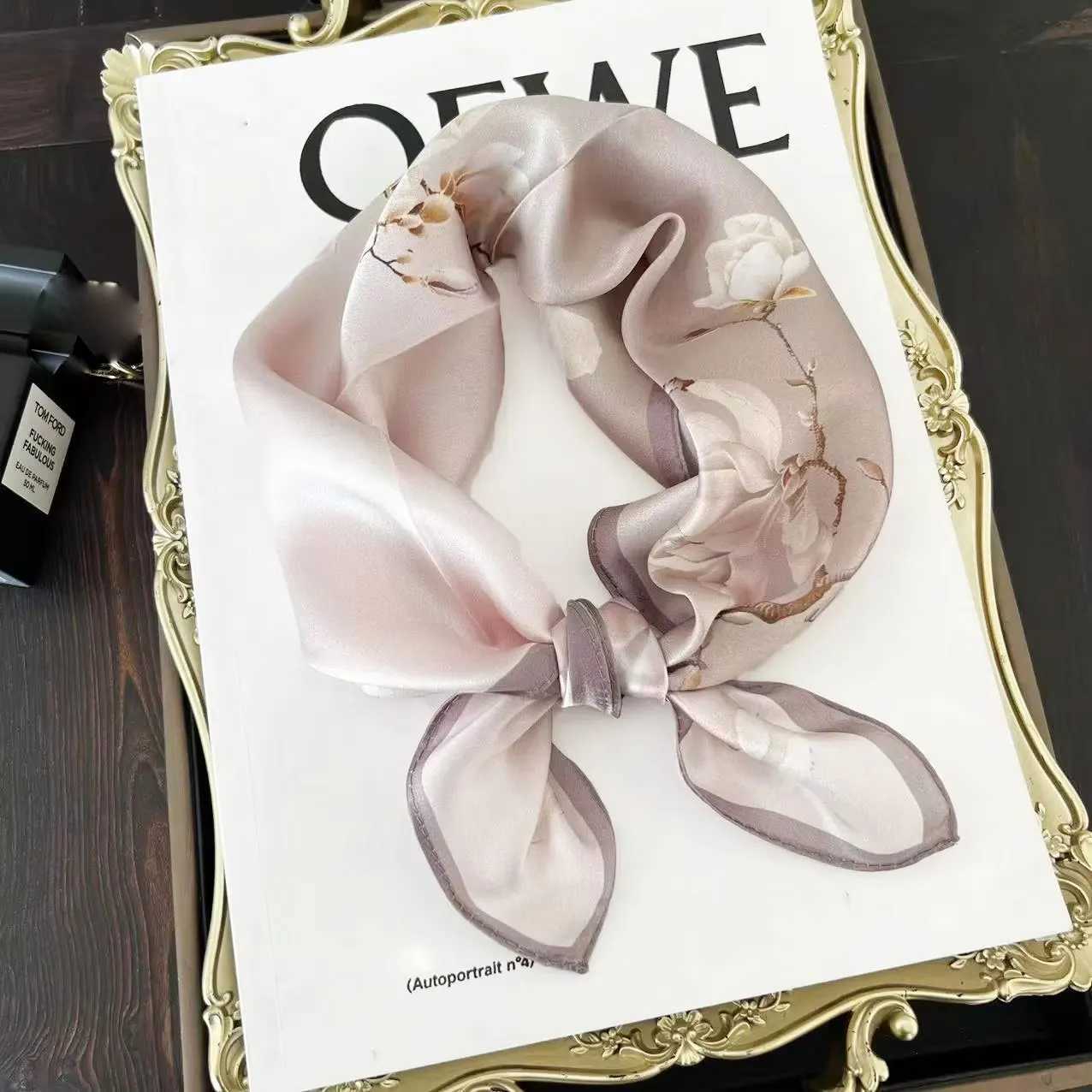 100 Natural Real Silk Scarf Women Print Bandana Square Scarves Wrap Kerchief Mulberry Fashion Summer Beach High Quality HijabW251029