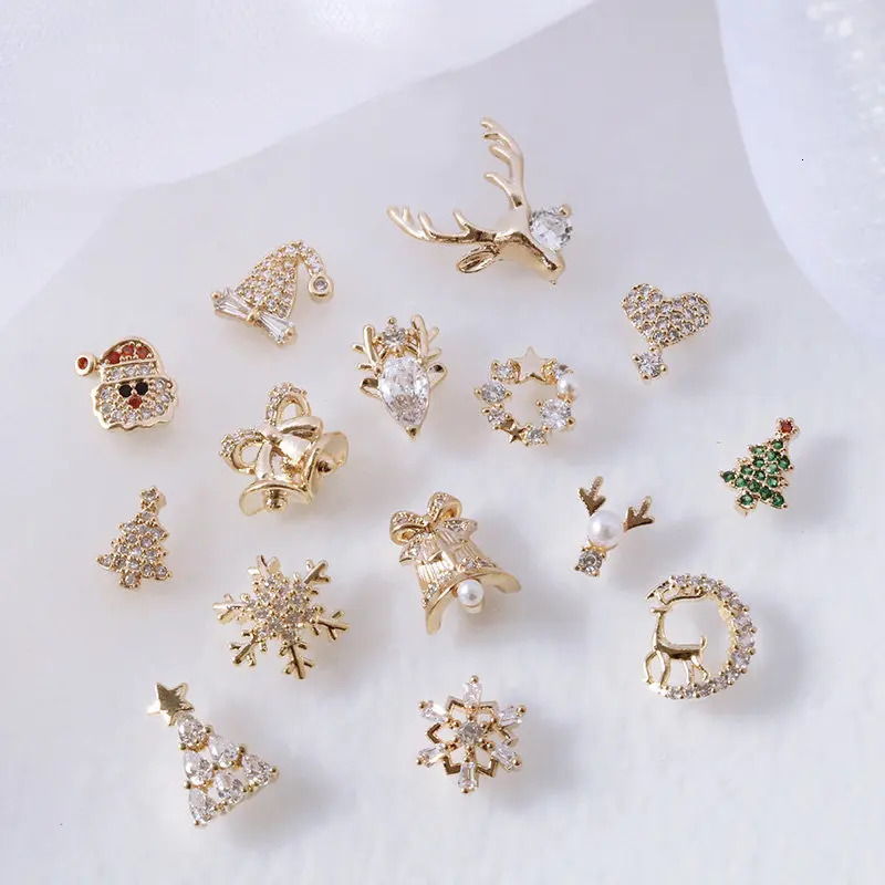 10pcs 3D Alloy Christmas Tree Bells Nail Art Zircon Pearl Metal Manicure Nails Accessories DIY Nail Decorations Supplies Charms 251027