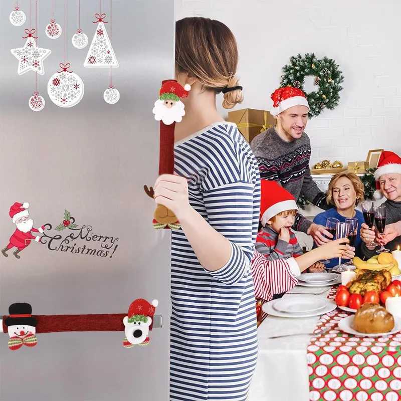 Christmas Plush Cloth Refrigerator Handle Covers Appliance Handle Covers Xmas Decorations for Home 2024 Navidad Natal New Year C251030