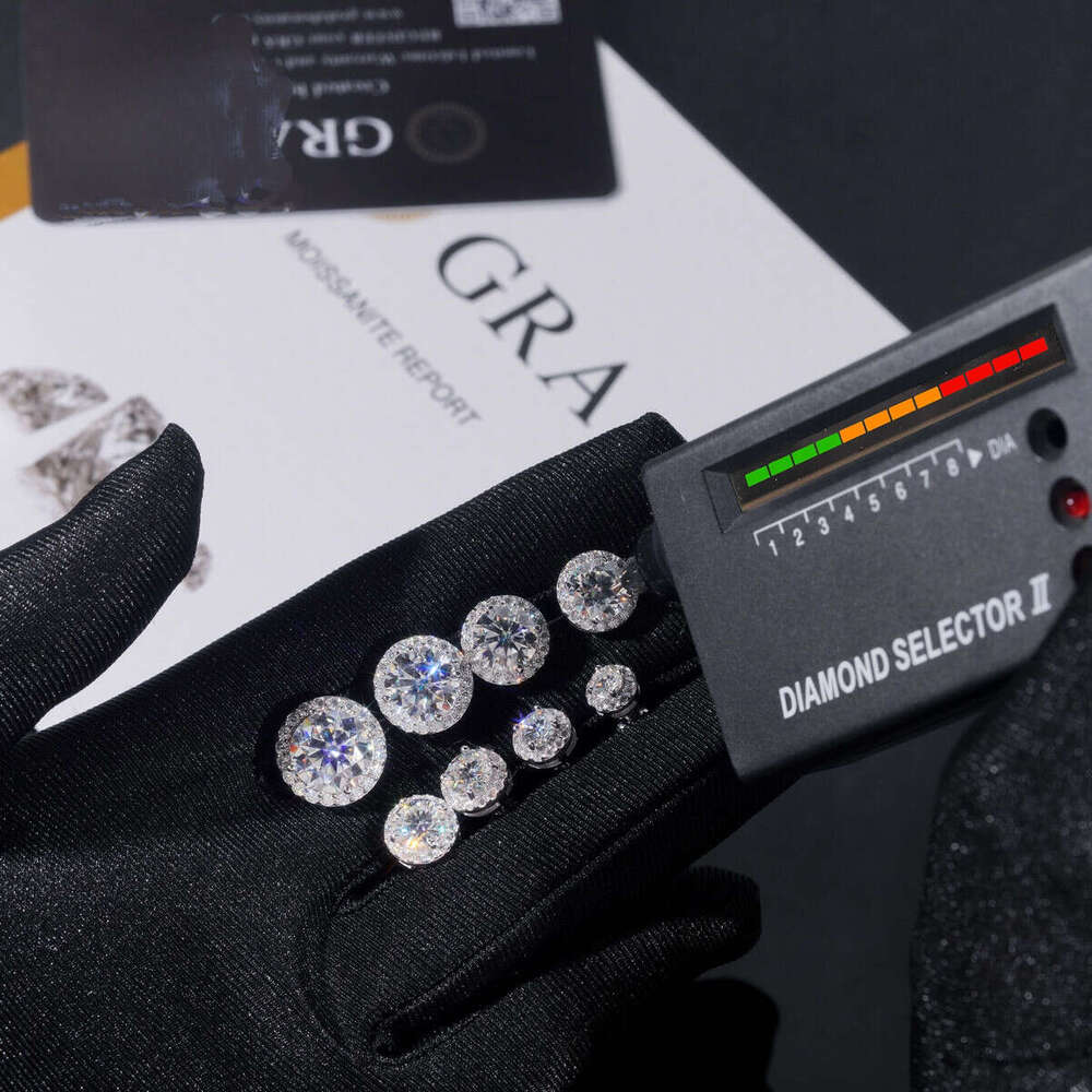 Super Sparkling Stud Earrings Luxury Jewelry 925 Sterling Silver Round Cut White Lab Moissanite Diamond Party Women Wedding Earring For Lover Gift