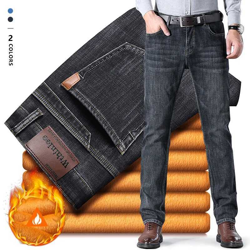 Men New Winter Warm Fleece Brand Clothing Jeans Men Business Thicken Denim Pants Velvet Flocking Plush Trousers Male Plus Size J251030