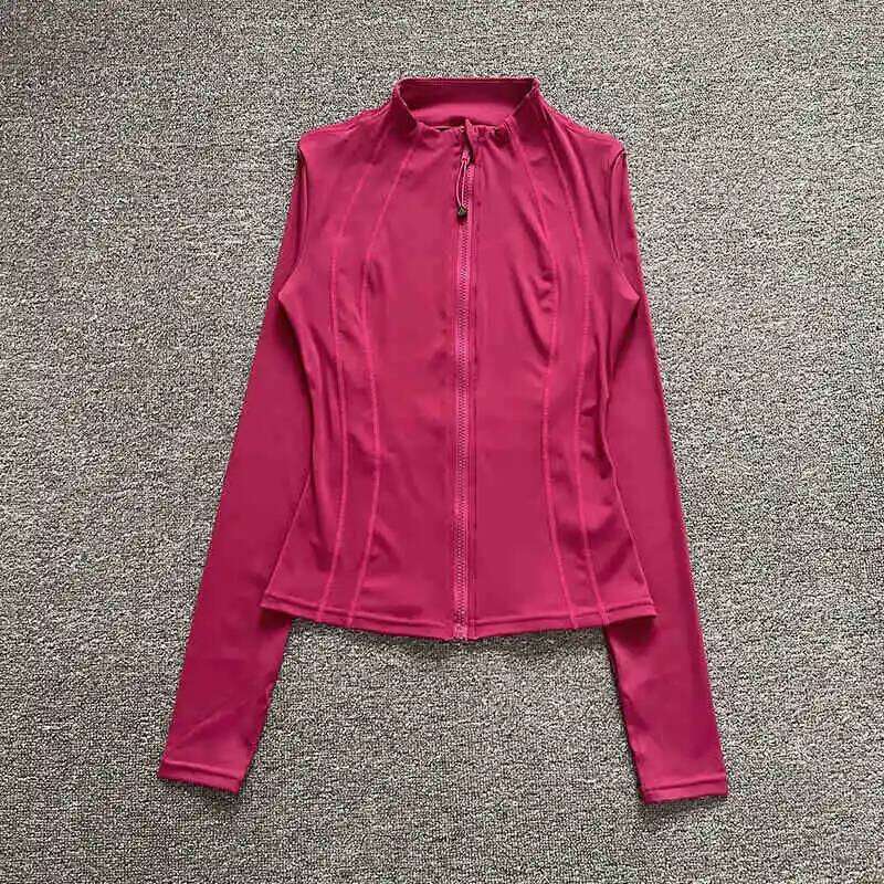 Women's New Autumn Sports Fiess Jacket, Slimming And Quick-Drying Breathable Stand-Up Collar Cardigan, Long-Sleeved Training A