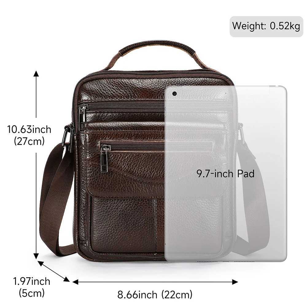 WAL M Leather Crossbody Messenger Bags 97inch Tablet Bag Top Handle Handbag Purse Men Genuine Leather Shoder Bag Y251011