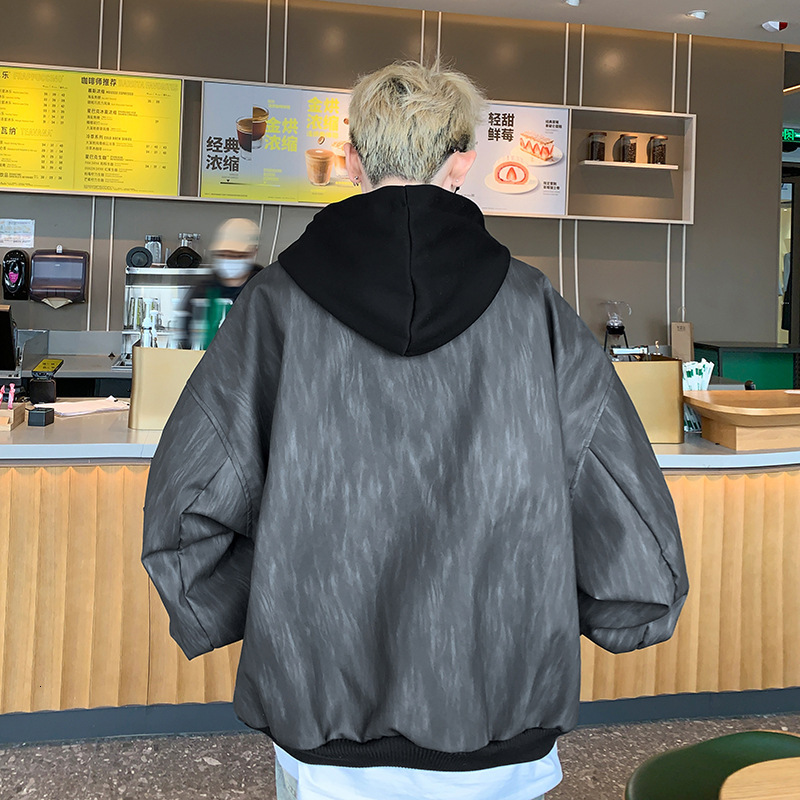 Fake Two-piece Workwear Jacket For Men Spring Washed Designer Coat American Style Top Spring And Autumn Trendy Brand High-end Feel Cool And Handsome J