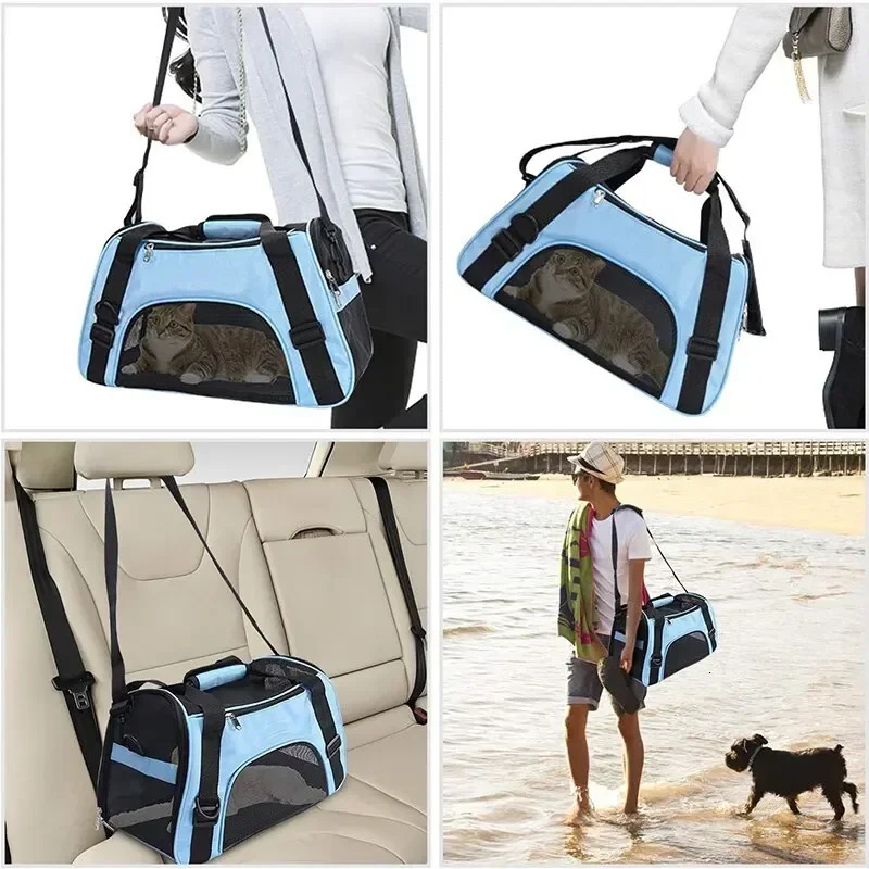 Pet Portable Foldable Four Sided Breathable Mesh Pet Bag Cat and Dog One Shoulder Travel Bag Crossbody Handbag Backpack Cat Bag 251030
