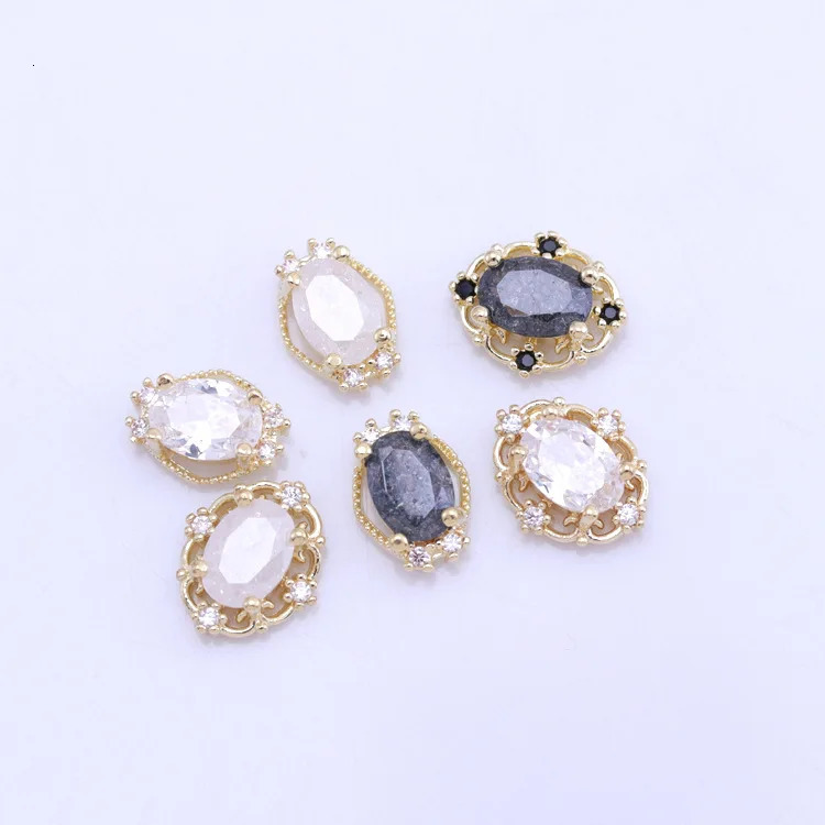 10pcs Goldplated Zircon Crystal Water Drop Nail Jewelry Highend Exquisite Oval Zircon Snow Diamond Decorations 251027