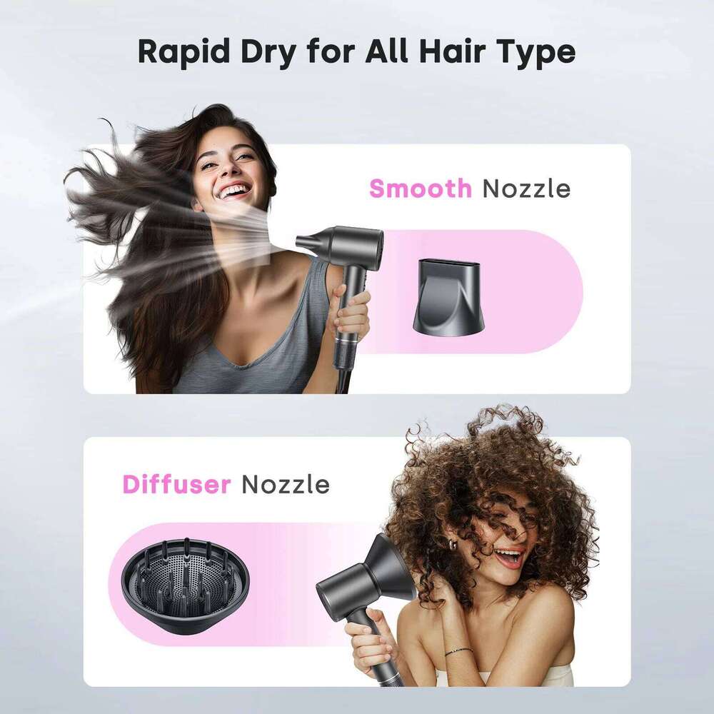 High Hair Dryer with Diffuser 120000rpm Wind Speed 40m/s 3X Faster Dry Negative Ions Hairdryer For Home Travell Hotel
