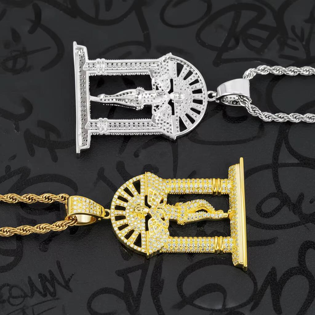 Fine Jewelry D Color VVS Moissanite Diamond Custom 925 Sterling Silver Angle Door Pendant Pass Diamond Tester GRA Certificate