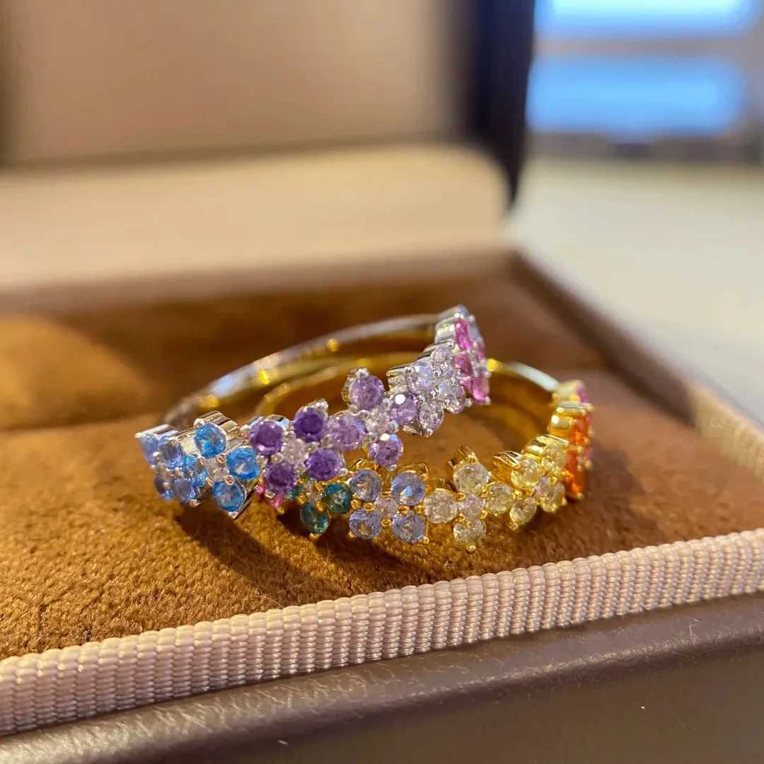 2025 New Elegant Stylish Gold Color Rings with Rainbow Colorful Cubic Zirconia Simple Fine Ring For Women Gifts for WomenW251030
