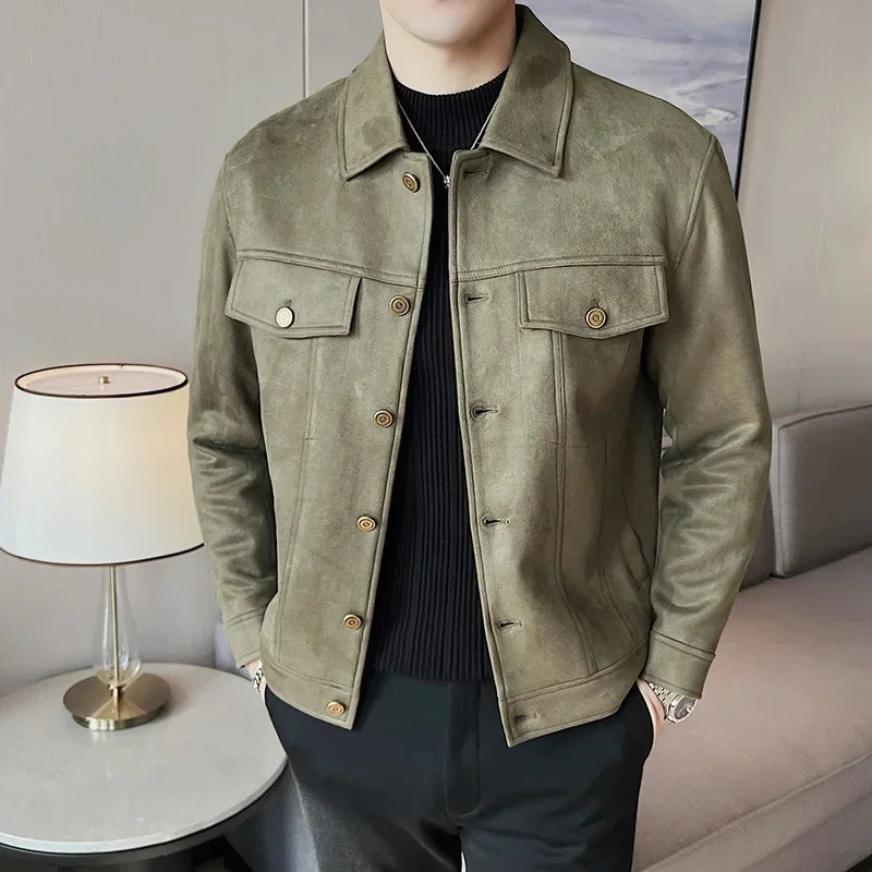 Men Leather Jacket British Style Autumn Winter Thickened Keep Warm Solid Casual Slimming Short Jacket Coats Men Clothing 251023