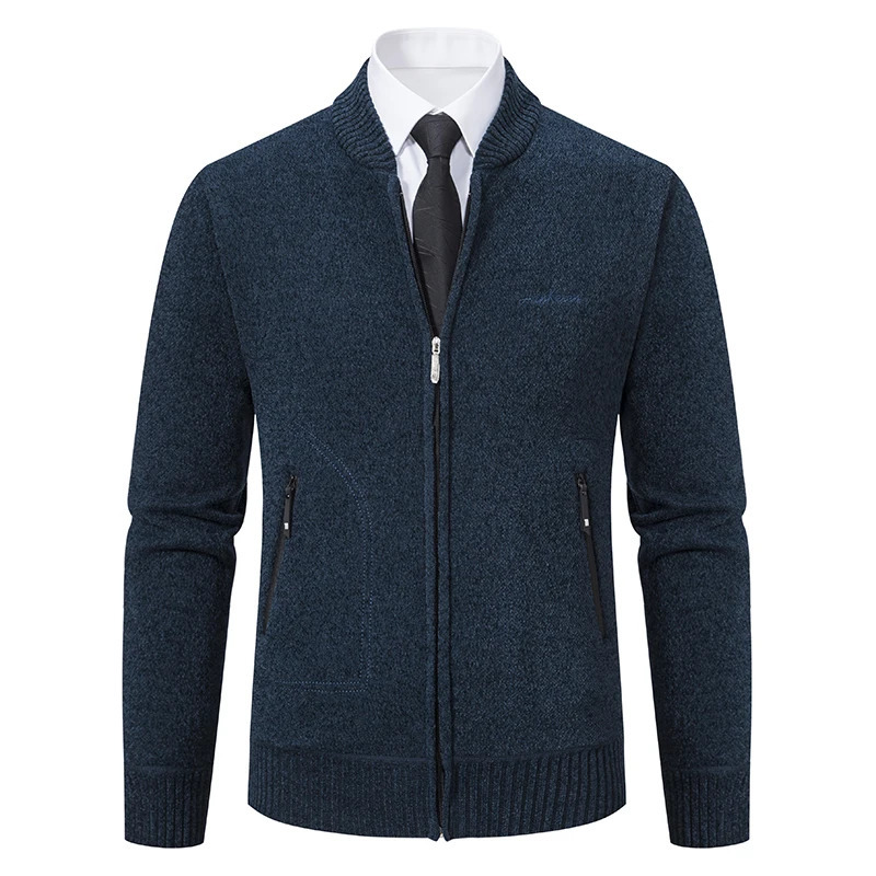 Fashion Patchwork Sweaters Mens Knitted Cardigan Coat Winter Turtleneck Casual Slim Fit Top Outwear 251017