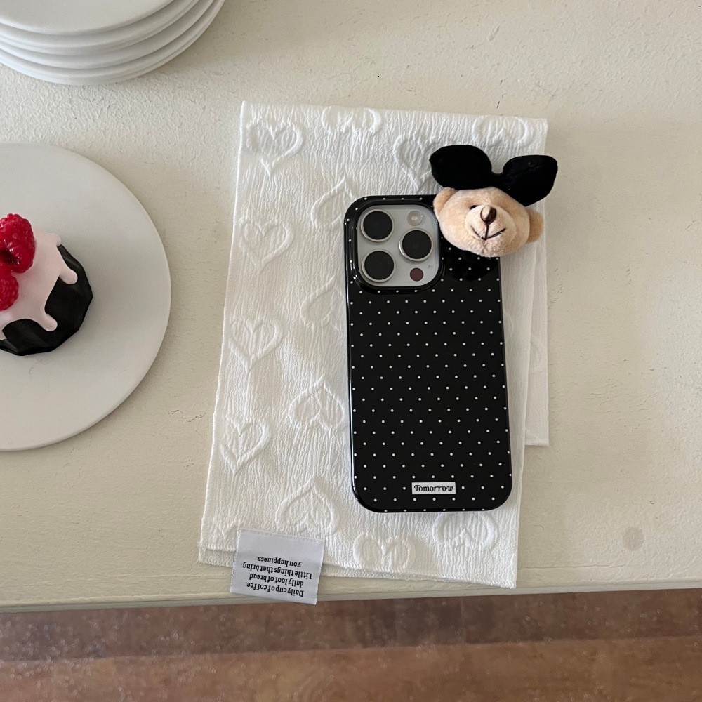 Casual Polka Dot Cartoon Bear Phone Case Suitable for iPhone 17/16 Pro Max iPhone 15/14 Protective Case