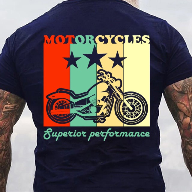 European and American Oversized MOTORCYCLES Letter Print Men's Cotton Summer T-Shirt - TT7071