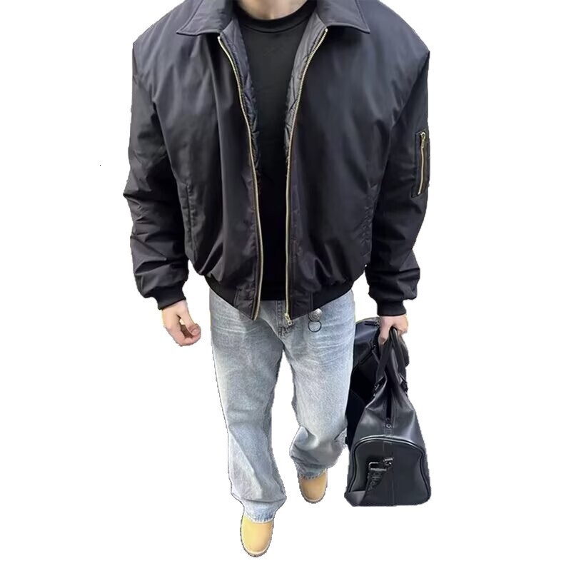 Navy Blue Flight Jacket For Men And Women Spring And Autumn American Style Trendy Brand Designer Jacket Couple Jacket Workwear Turn-down Collar Baseba