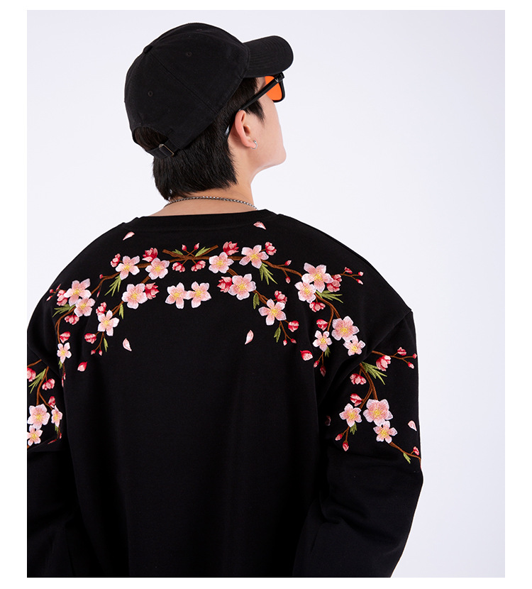 Plum Blossom Men's Hoodies Floral Embroidery Unisex Pullovers Sweatshirt For Men Loose Fit Autumn Quality Cotton Fashion Casual Oversized Luxury 