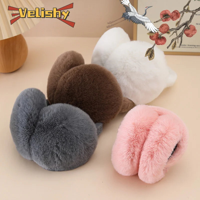 Outdoor Woman Ski Warmer Furry Earmuff Foldable Winter Ear Cover Faux Fur Cold Protection Plush Ear Muffs Fashion Soft Earflap 251024