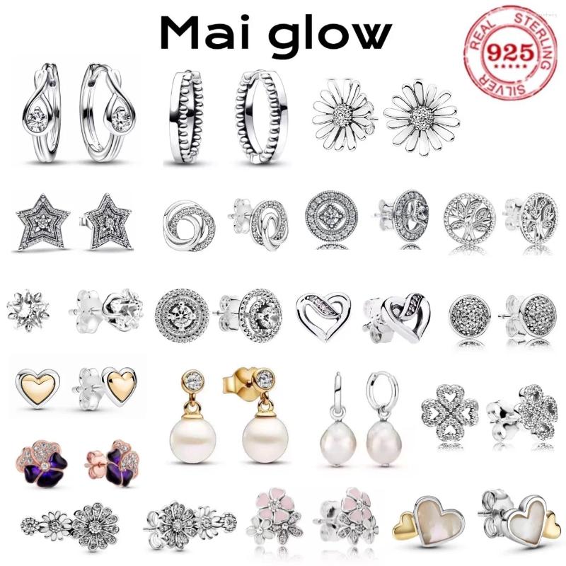 Stud Earrings Selling Fashion 925 Sterling Silver Love Clover Family Tree Star Zircon Charm Women Party Fine Jewelry Gifts