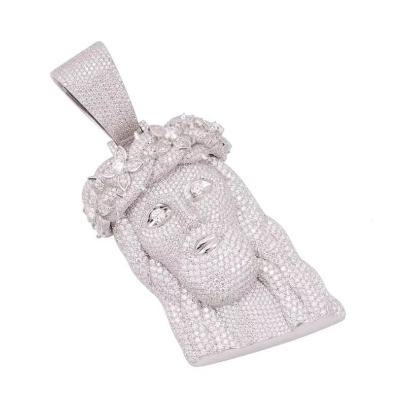 Diamond Tester Hip Hop D Color VVS Moissanite Flower Beads Jesus Pendant with 925 Sterling Silver Gold Plated GRA for Women Men