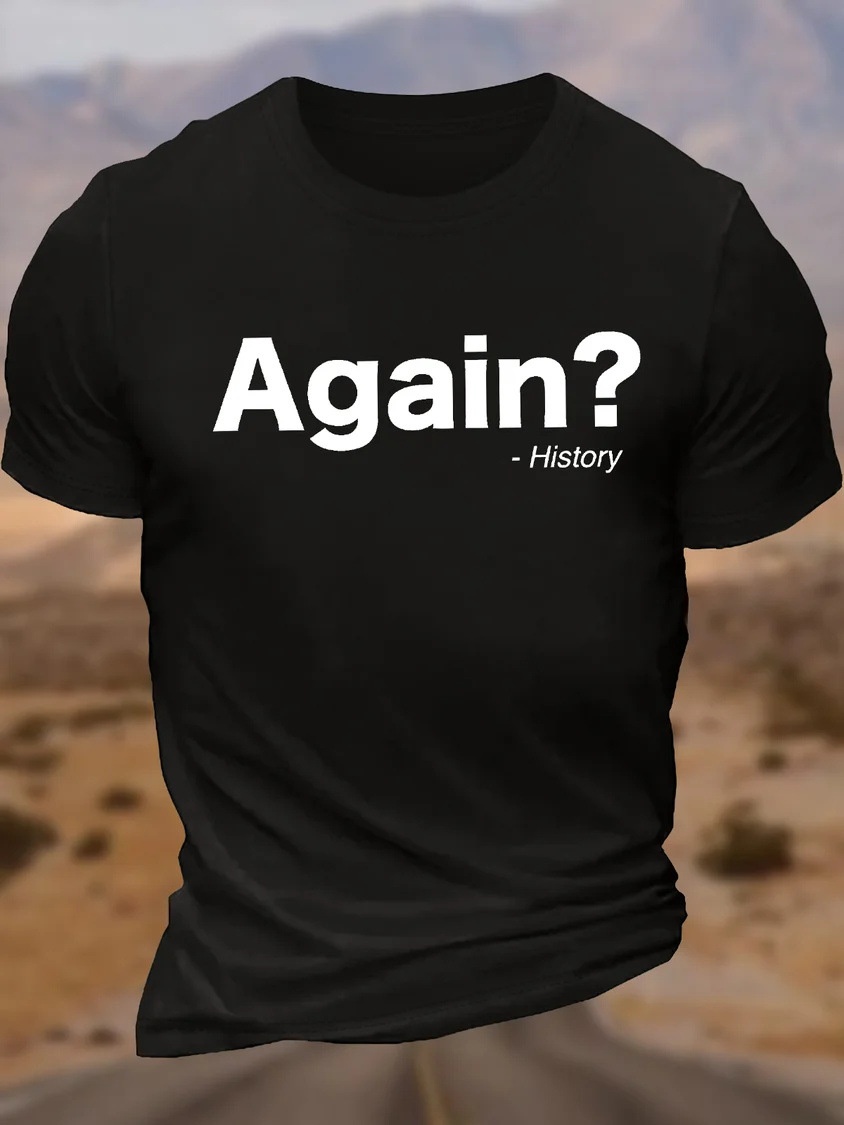 European & American Oversized Men's Vintage Funny Graphic Cotton Letter Print Casual Crew Neck T-Shirt - TT7377