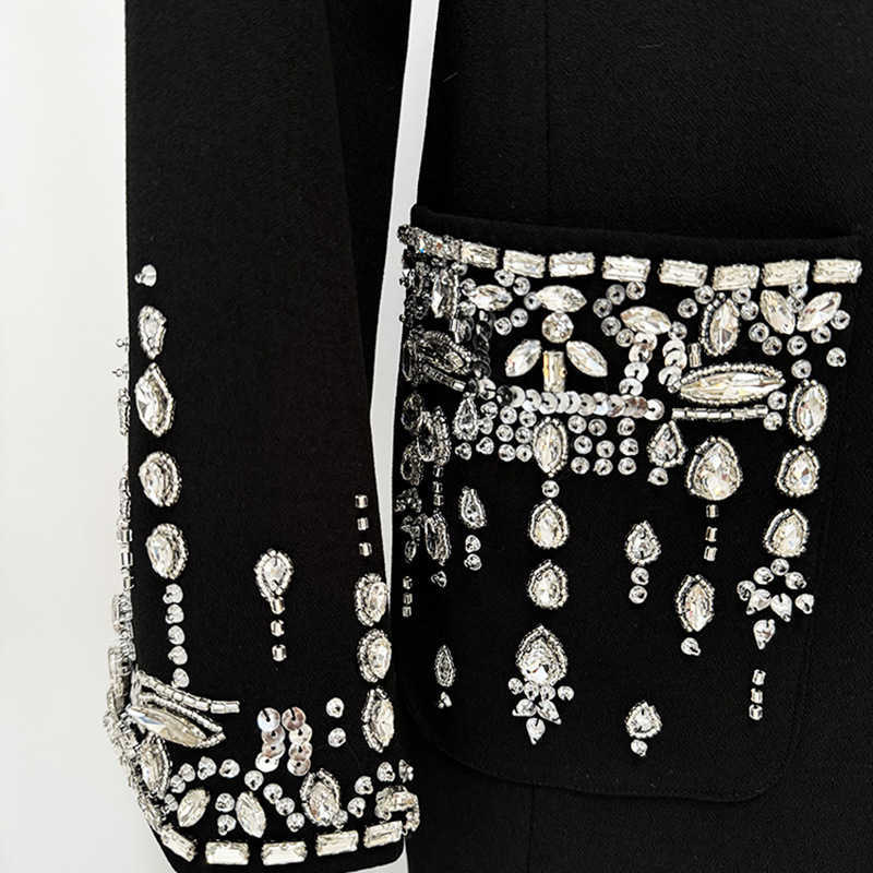 2025 European and American star fashion heavy work beaded diamond suit collar dress evening dress mermaid long dress L251030