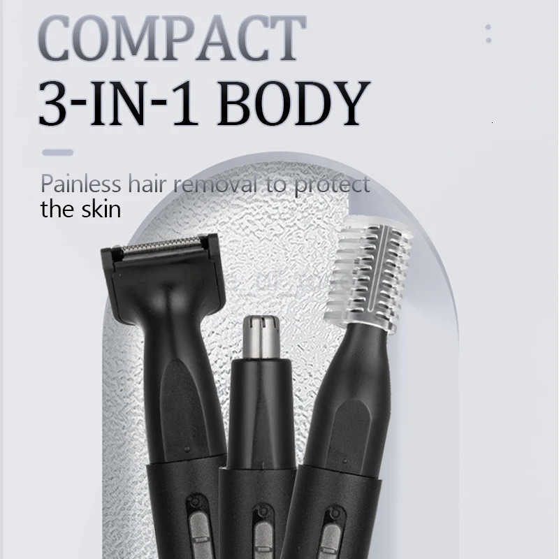 Electric Hair Trimmer for Nose Men Painless Rechargeable Sideburns Eyebrows Beard 3 in 1 Hair Clipper Shaver Z251030